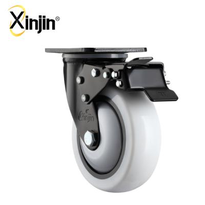 China 4 Inch Flat Free Swivel Heavy Duty Double Brake Type PP Caster Wheel for sale