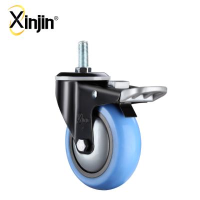 China Flat Free Surface TPR 4 Inch Medium Duty Round Thread Stem Caster Wheel With Brake for sale