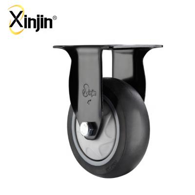 China Single Medium Duty Silence TPR 3 Inch Flat Free Ball Bearing Super Fixed Caster Wheel for sale