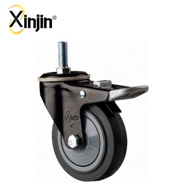 China Professional Flat Free Caster Factory TPR Brake Caster Medium Duty Wheel For Tool Boxes Trolley for sale