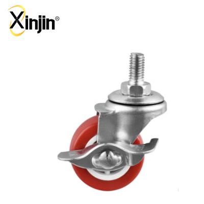 China 65mm Threaded Stem PVC Wheel Small Industrial Caster Wheels With Side Brake for sale