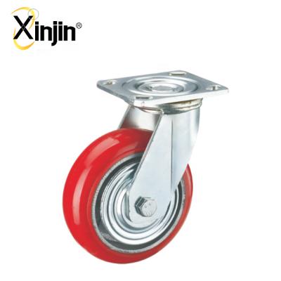 China 4 Inch Industrial Caster Heavy Duty PU Plate Swivel Swivel On Cast Iron Caster Trolley Wheel Caster for sale