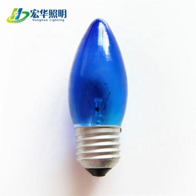 China C35 E14/E27/E26/B22 15w Aluminum / Brass Blue Color Frosted Incandescent Light Bulb for sale