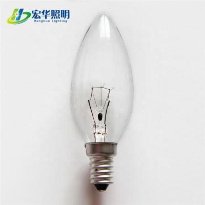 China Incandescent Light Bulb C35 40W Aluminum / Brass Clear Glass Filament Candle For Decoration Light for sale