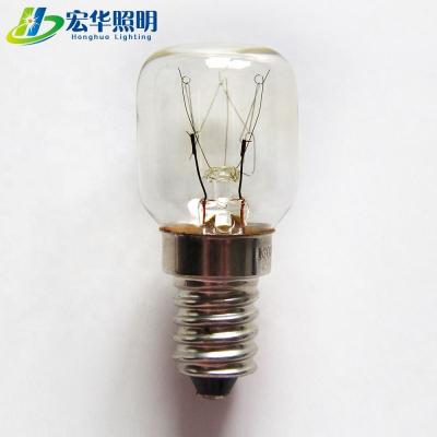 China T25 15W Brass Tubular Fridge Light Bulb Oven Clear Incandescent Lamp Bulb for sale