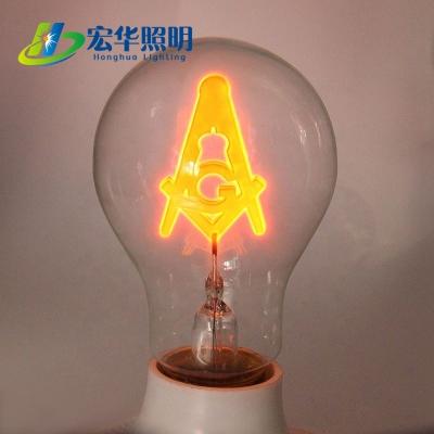 China A60 A19 E27 Iron Base Edison Style Incandescent Masonic Light Bulb For Pendant Light for sale