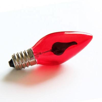 China C7 3W E12 LED Glass Candle Flame Red Clear Flickering Bulbs Lights for Decoration for sale