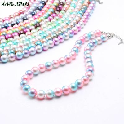 China Cute Kid Girls Fashion Colorful Pearl Beads Necklace Bracelet Baby Kids Beads Jewelry Set Handmade Jewelry For Gift for sale