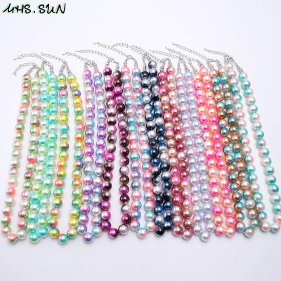 China Cute Design Colorful Pearl Beads Necklace Bracelet Baby Kid Fashion Beaded Jewelry Set For Kids Girls Party Accessories for sale