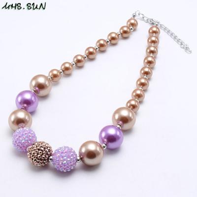 China Fashion Trendy Pearl Rhinestone Pearl Jewelry Wholesale Chunky Pearl Beads Necklace Party Baby Kids Girls Necklace Small for sale