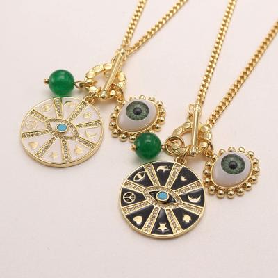 China TRENDY Charming Pendant Necklace Fashion Religious Eye Zircon Chain Necklace Vintage Gold Plated Choker Jewelry For Gifts for sale