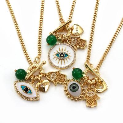 China Eye TRENDY Zircon Design Fashion Pendant Necklace Vintage 18K Gold Plated Choker Chain Necklace Women/Girls Jewelry for sale