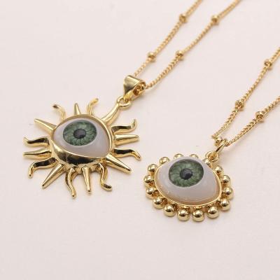 China Trendy Fashion Drop Oil Eye Necklace Pendant 18K Gold Plated Chain Necklace For Women Girls Wholesale Jewelry for sale