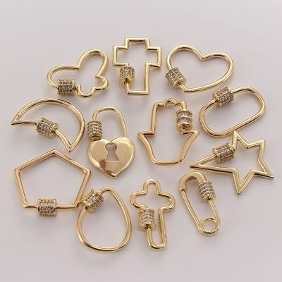 China MHS.SUN Hiphop Lock/Heart/Star/Cross/Trombone Pendants MOQ12pcs Shape Cubic Zircon Jewelry Screw Clasp 3A CZ Pendant For Necklace for sale