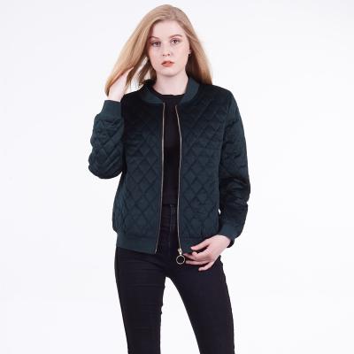 China Fashionable Autumn Winter Ladies Women Sustainable Warm Velvet Quilted Bomber Jacket for sale