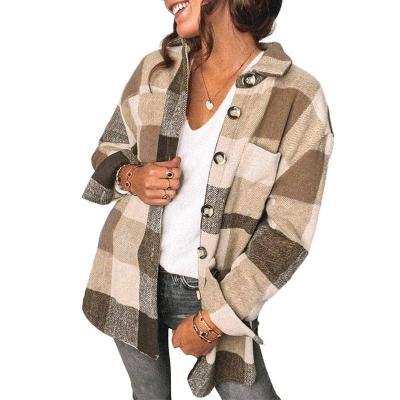 China 2022 spring new arrivals spring new arrivals plaid colorblock shacket women in spring jackets and coats for sale