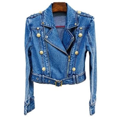 China Other 2022 New Arrivals Spring Collection Fashion Brand Women Casual Denim Jacket With Belt for sale