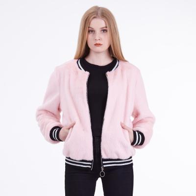 China Viable Gold Line Rib Faux Fur Women Bomber Fashion Fall/Winter Ladies Jacket for sale