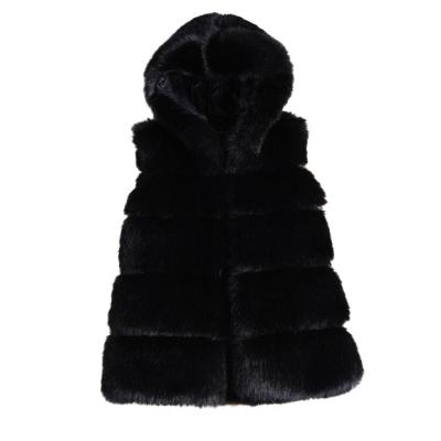 China Wholesale Faux Fur Hooded Custom Made Breathable Fake Long Fur Vest Women Faux Fur Pile Waistcoat Thick Winter Women Vest for sale