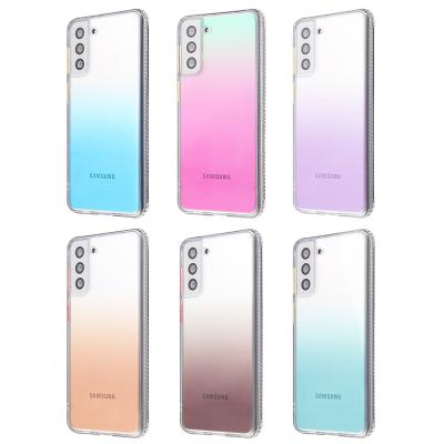 China Shockproof For Samsung Galaxy S21 S20 plus Ultra Fe A12 A32 DM Glitter With Fade Color Design Double Hard TPU Phone Cover Shockproof Case for sale