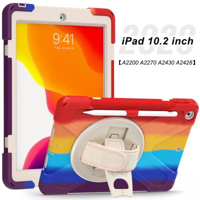 China Perfect Protection DHL Free Colorful Symmetry Case For iPad 10.2 2019 2020 Covers Pencil Holder Defender Kickstand Shockproof Hand Strap Shell for sale