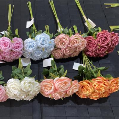 China Natural High Quality 7 Key Touch Wedding Bouquet Rose Artificial Flower For Home for sale