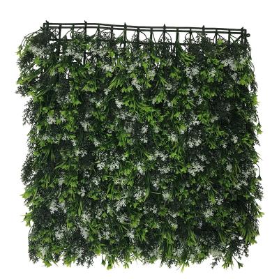 China Minimalist Decorative Green Faux Boxwood Wall Plastic Artificial Grass Panel For Outdoor Decoration for sale