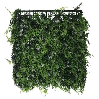 China Minimalist Decorative Green Faux Boxwood Wall Plastic Artificial Grass Panel For Outdoor Decoration for sale