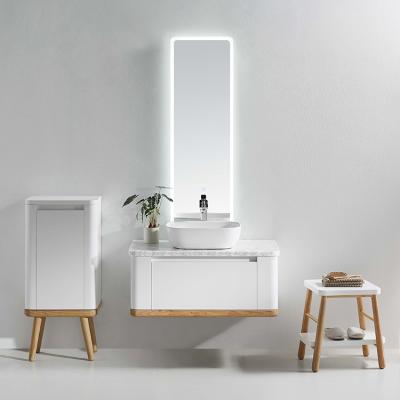 China Modern White Plywood Bathroom Vanity Modern Wash Basin Cabinet With Mirror for sale