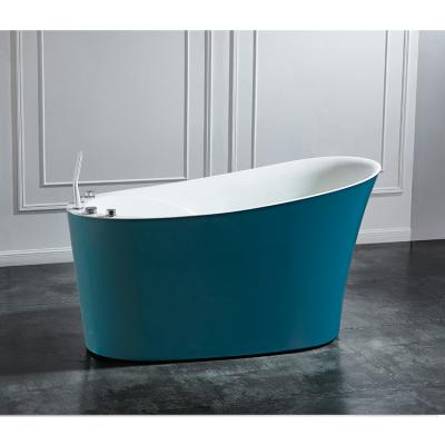 China Free Standing Bathtub Modern Soaking Oval Blue Acrylic Free Standing Bathtub for sale