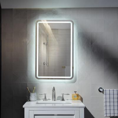 China ANAQ Hotel Villa Wall Mounted Water Proof Illuminated Frameless Bathroom Mirror With Led Lighting for sale