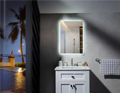 China ANAQ Bedroom Hotel Hotel Sliver Illuminated Modern Mirror Rectangle Led Lighted Bathroom Mirrors for sale