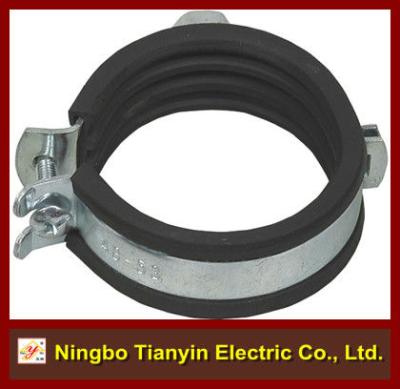 China Pipe Clamp Galvanized Steel With Rubber Coated Pipe Clamp for sale