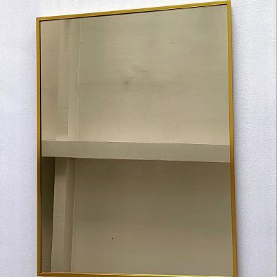 China Bright Rectangle Aluminum Alloy Golden Frame Mirrors Wall Mounted Bathroom Mirrors for sale