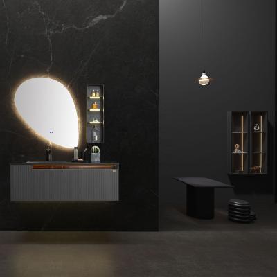 China Modern Lighted Teardrop Mirror Bathroom Vanity Hotel Furniture Mounted Bedrooms Smart Light Back Defog LED Makeup Mirror for sale