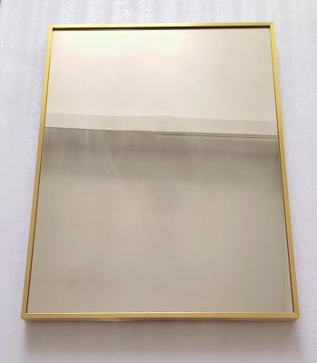 China Bright Aluminum Alloy Gold Metal Frame Mirrors Rectangle Gold Framed Bathroom Wall Mounted Mirror for sale