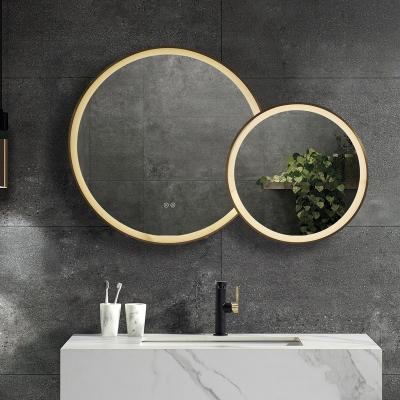 China Light Frame Bathroom Stainless Steel Round Shape Touch Switch Led Light Bathroom Mirror for sale