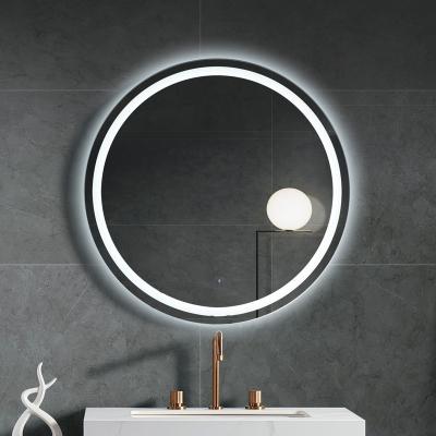 China Bright Polished Luxury Illuminated Edge Hotel Round Mirror Bathroom Vanities Modern Wall Mounted LED Bath Mirror for sale