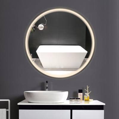 China Illuminated Wall Mounted Metal Sight LED Bath Mirror Touch Switch Mirror Around Black Metal Sight LED Bathroom Mirror Rectangle Touch Sensor for sale