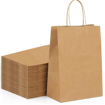 China Recyclable Custom LOGO Print Kraft Paper Bag Recycled Kraft Paper Shopping Bag With Handle for sale