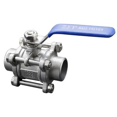 China General China manufacturer stainless steel 3pc welded ball valve cf8m 1000wog 200wog, 3pc female thread ball valve for sale