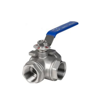 China General Stainless Steel BSP Full Bore Threaded 1/4 Female 3 Way Actuator Ball Valve Panel Mount , Ball Valve 3 Way for sale