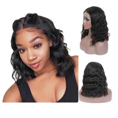 China Body Wave 10A Grade 10 12 14 16 Inch 100% Real Hair Wigs, Virgin Brazilian Remy Hair Body Wave Short Bob Curly Bob Lace Front Wig for sale