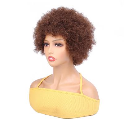 China Free Sample Free Sample Kinky Curly Virgin African Remy Human Hair Short Afro Glueless Wig For Black Women for sale