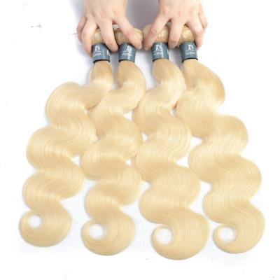 China Silky Straight Blonde Brazilian Virgin Hair Weave Bundles, 613 Honey Blonde Body Wave Curly Hair Extensions With Lace Closure Headband for sale