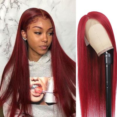 China Cheap 10a Straight Ombre Mink Brazilian Virgin Human Hair 100% Weave Cuticle Aligned 99J T Part Lace Front Wig for sale