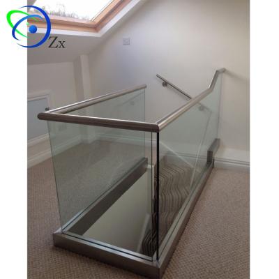 China Fixed Tempered Glass Balcony Fence Frameless Glass Fence Railing With Stainless Steel Rail Aluminum Bottom Groove for sale