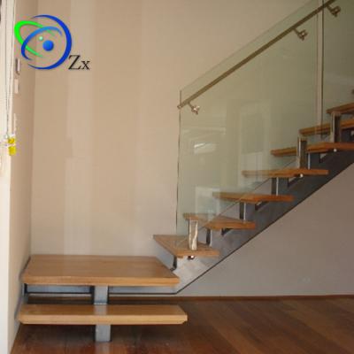 China Modern Easy Installation Custom Staircase With Mono Stringer Frameless Panel Glass Balustrade Stairs for sale