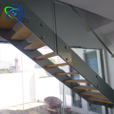 China Fashion Staircase Details Curved Roof Design Stairs Easy Installation Shed Stainless Steel Structural Railing for sale