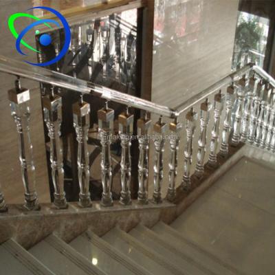 China HOT SALE Modern Design Crystal Baluster Blustrades With Hardware/Acrylic Stair Railing With Stainless Steel Handrails for sale